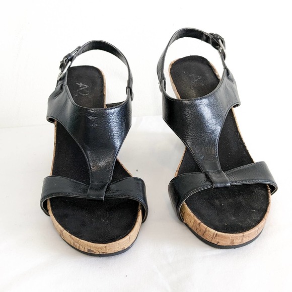 A2 Wedge sandals, black, size 8.5 - Picture 2 of 8
